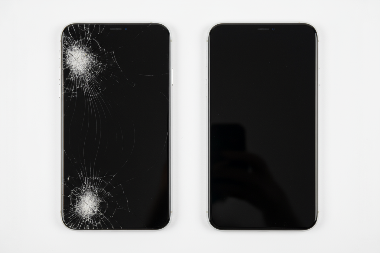 show one smashed and both the same size